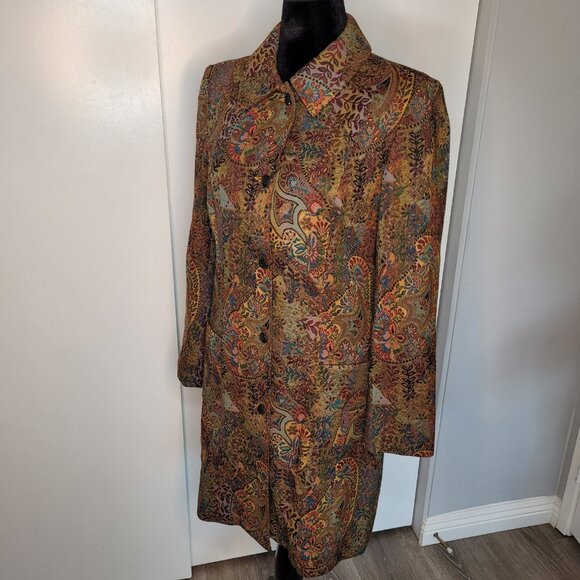 Christina Rotelli Tapestry Brocade Long Coat – Size 12 - Picture 2 of 12